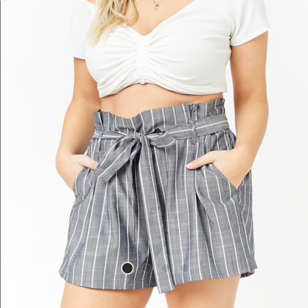 Forever 21+ Striped Paper Bag Shorts
